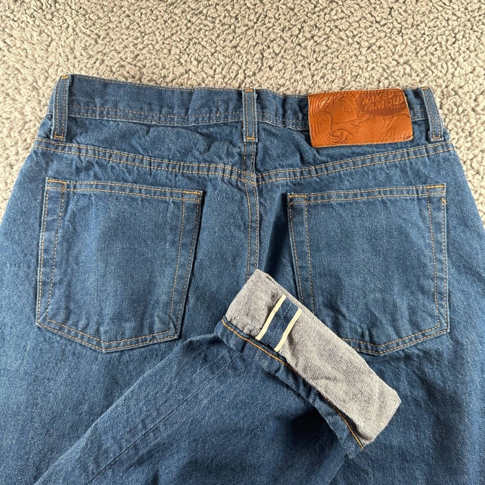 Naked & Famous Denim Jeans Mens 31 Weird Guy Clear Blue Selvedge Japanese